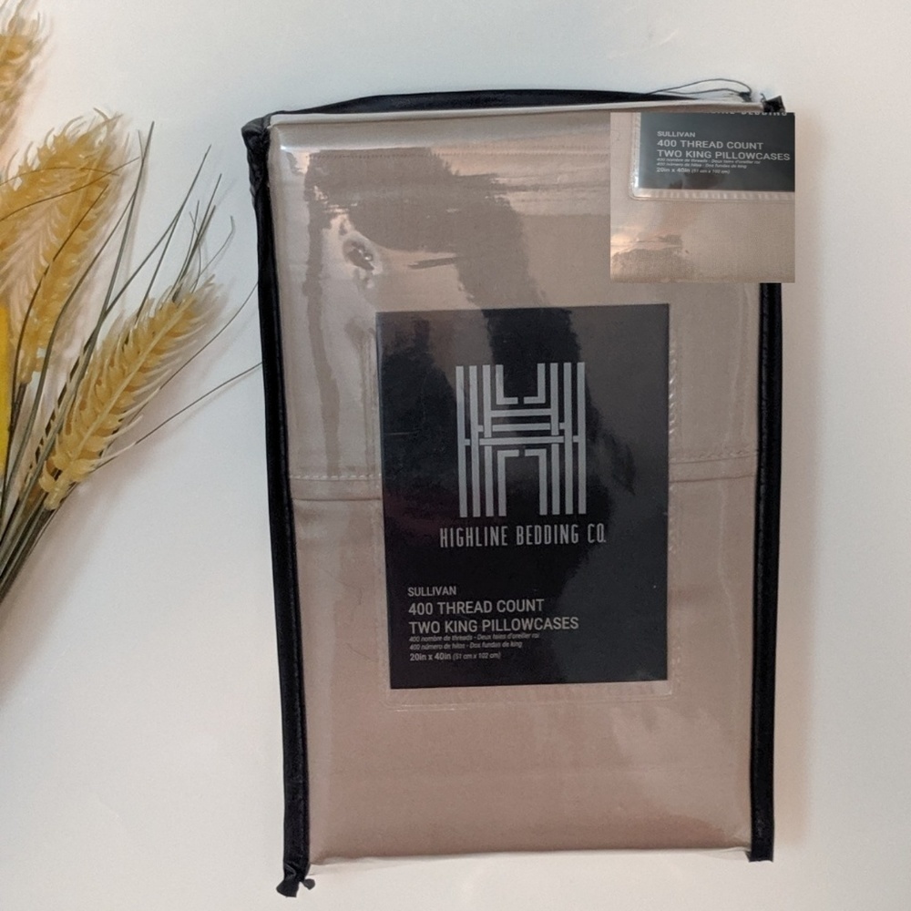 💯 Cotton King  Size Two Pillowcases Taupe 400 TC